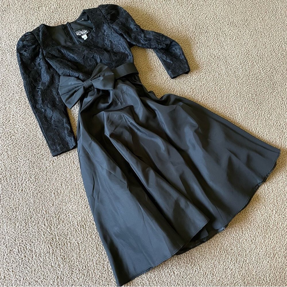 Vintage Ursula of Switzerland 80’s Black Lace Whimsigoth Victorian Dress  Sz 3-4